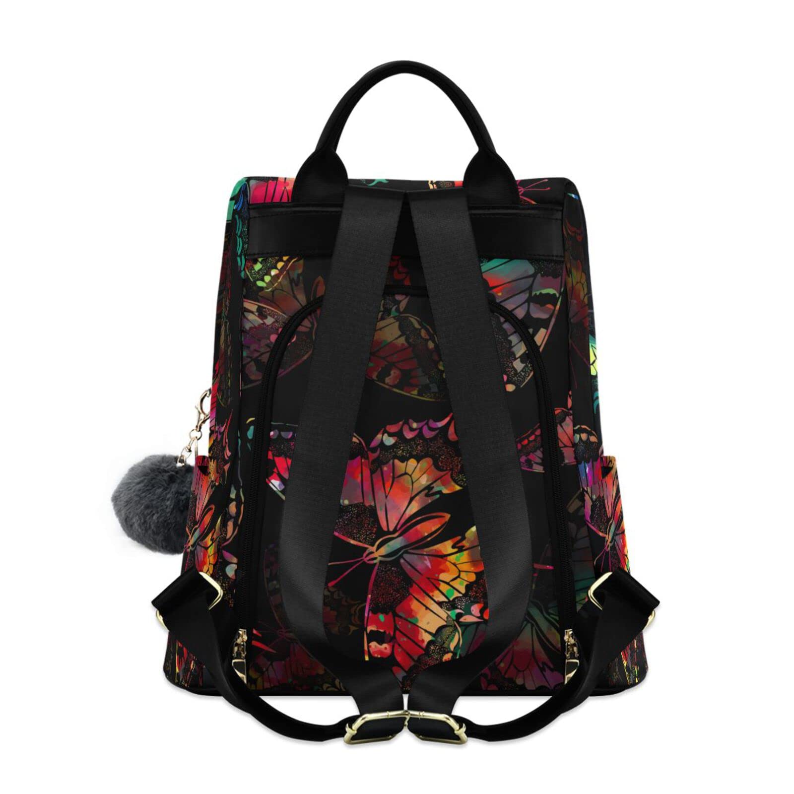 ALAZA Rainbow Butterflies Backpack Purse for Women Travel Casual Daypack College Bookbag Work Business Ladies Shoulder Bag