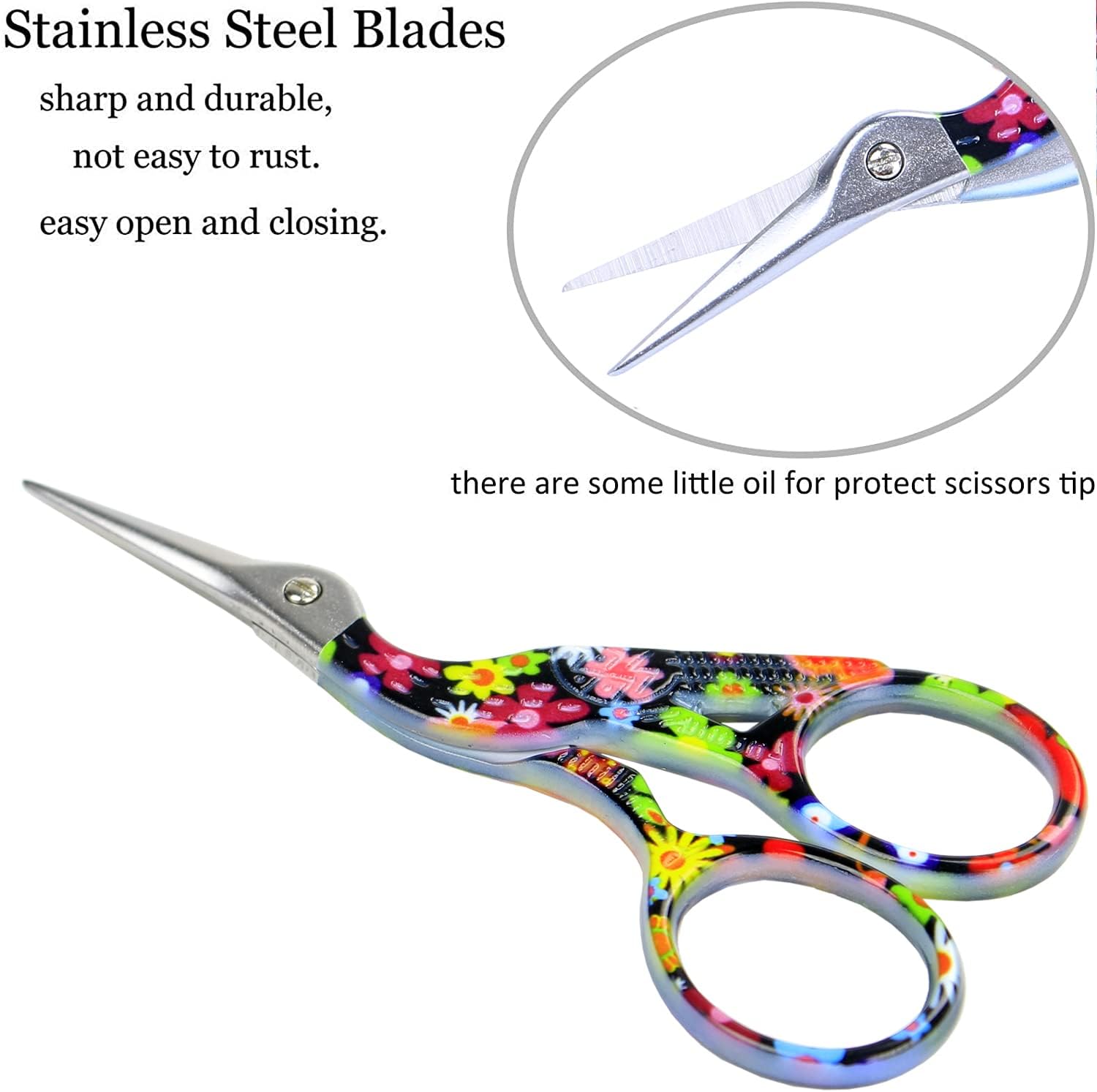 BIHRTC 3.6inch Bird Sewing Scissors Sewing Embroidery Scissors with Case Small Stainless Steel Sharp Pointed Tip Scissors for Household Office Home Needlework DIY Art Handcraft Tool