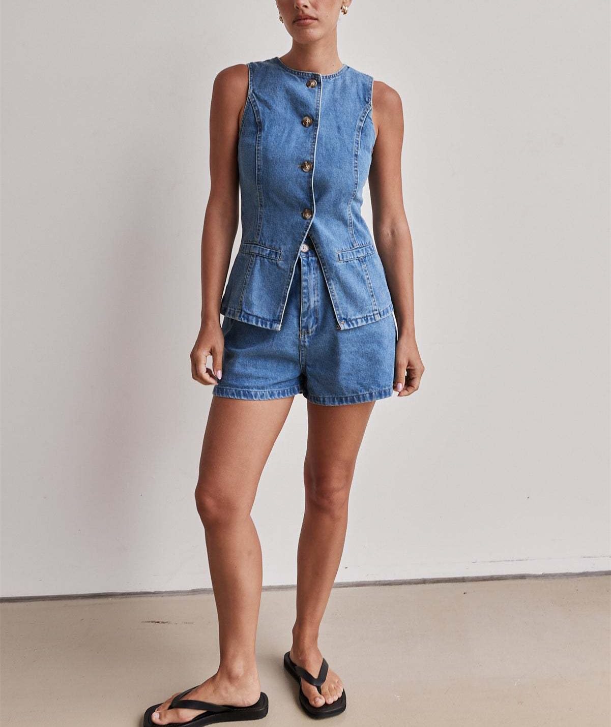 Gilet Jeans Donna,Gilet In Denim Senza Maniche Da Donna Scollo Rotondo Abbottonato Giacche In Jeans Aderenti Gilet In Denim Da Donna Vintage Casual Streetwear Giacca In Denim Nera Gilet Azzurro Chia