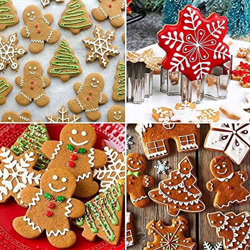 SIENON 9 Pcs Christmas Cookie Cutter Set, Christmas Holiday Cookie Molds, Christmas Biscuit Cutters with Snowflake, Christmas Tree, Reindeer, Candy Cane, Gingerbread Man, Angel, Santa Claus and More