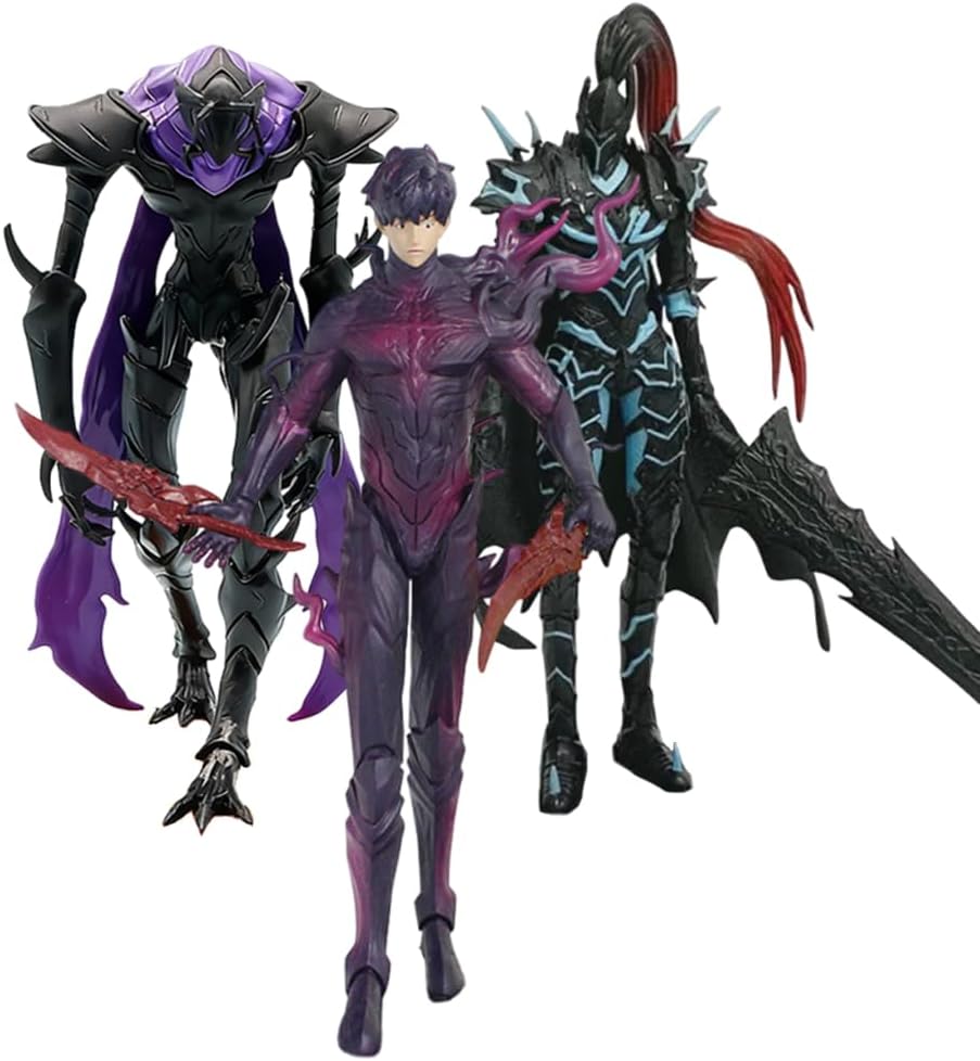 3pcs Sung Jin Woo Igris Statue Beru Action Figure PVC Model Anime Figura de Sung Jin Woo Figurine Desktop Collections Gift for Fans