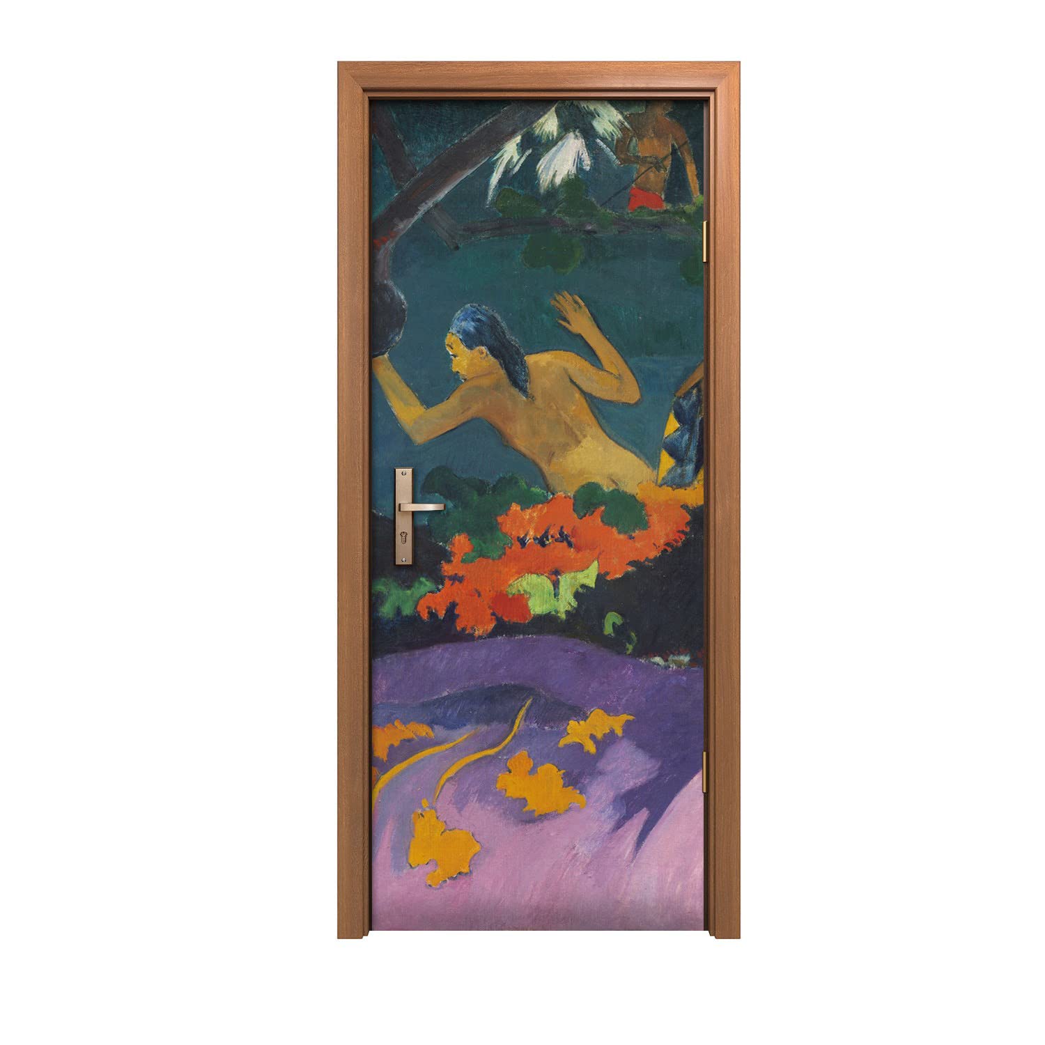 Autocollant de porte design panoramique Tahiti Tubby Arbres 90x200