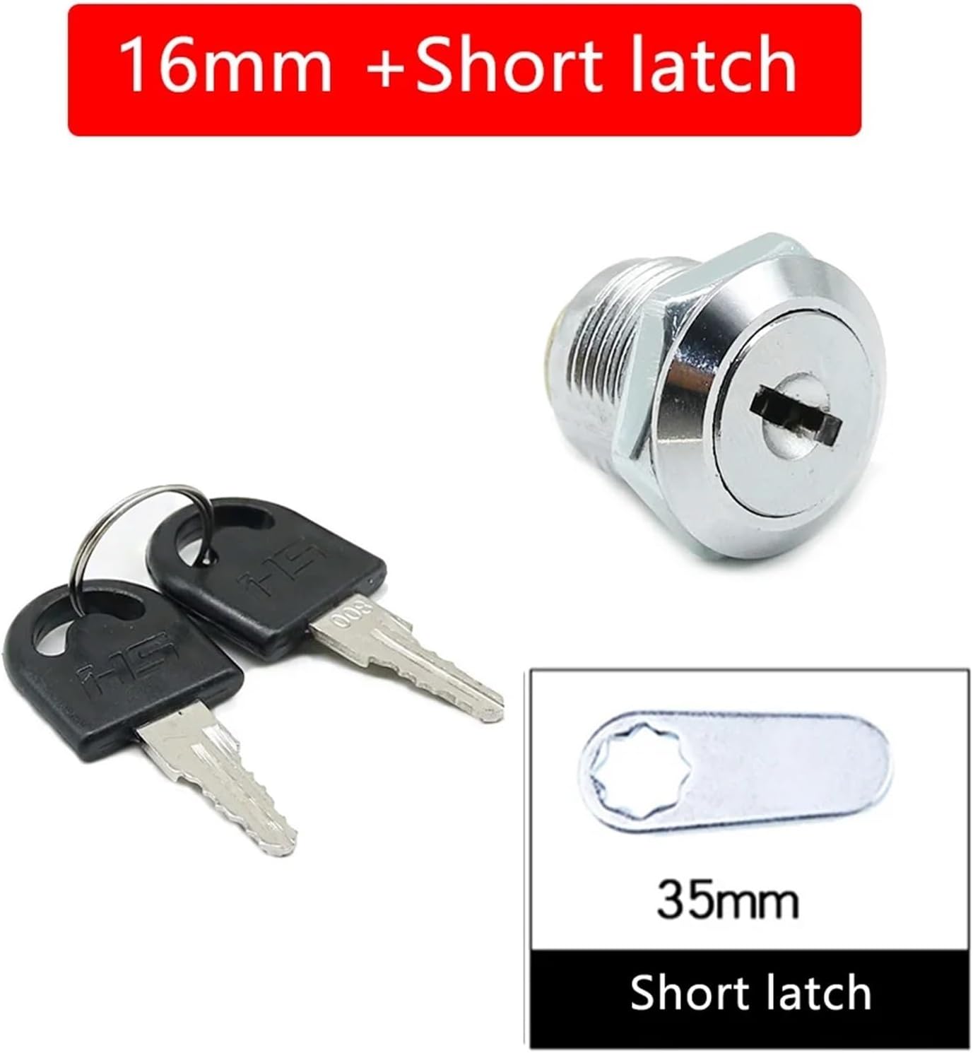 Same Key 16/20/25/30mm Drawer Locks with 2 Keys Lock Furniture Hardware Door Cabinet Lock 1Pcs(16mm Short)