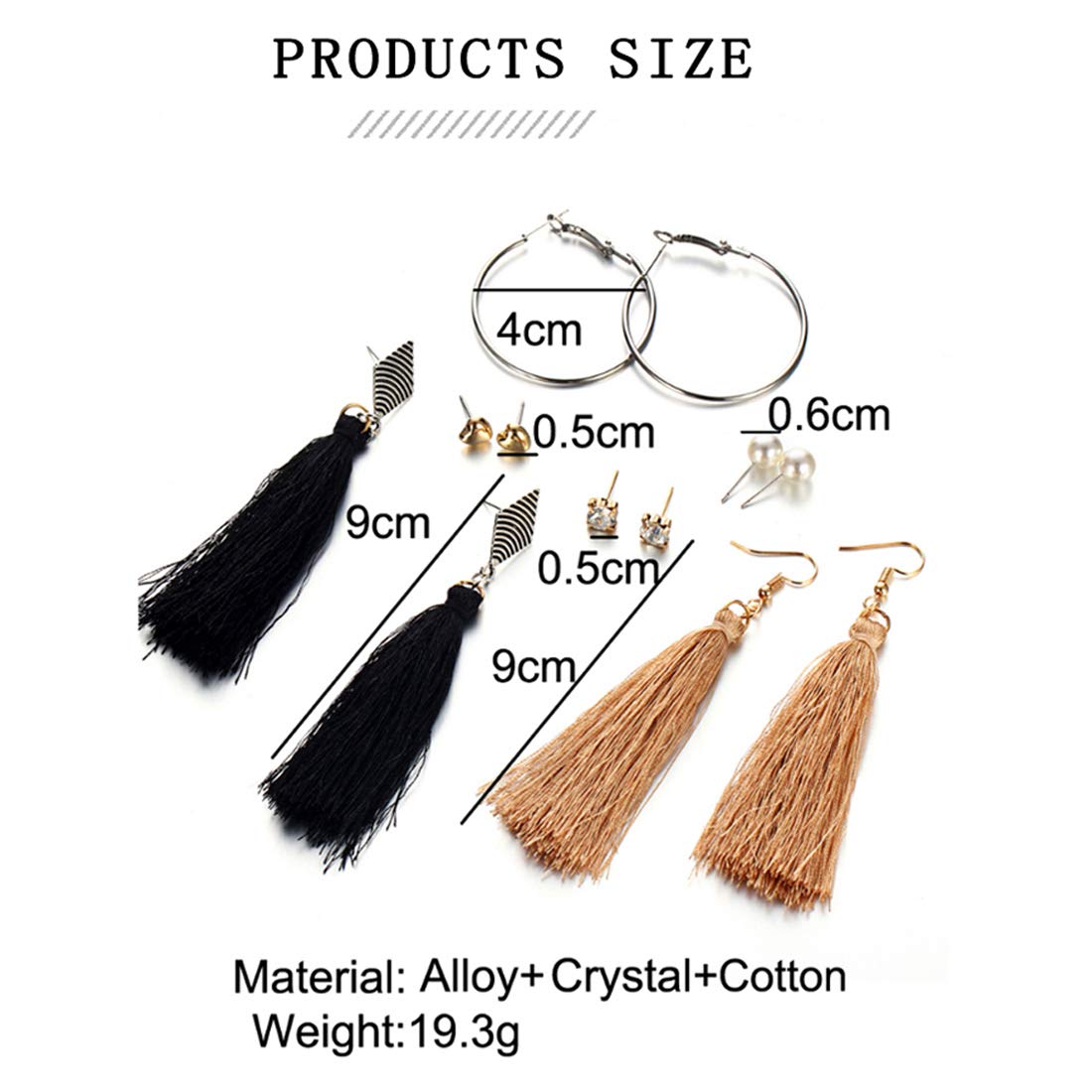 AD & Pearl Thread 6 Pair Earrings (JG-PC-ERGG-164)