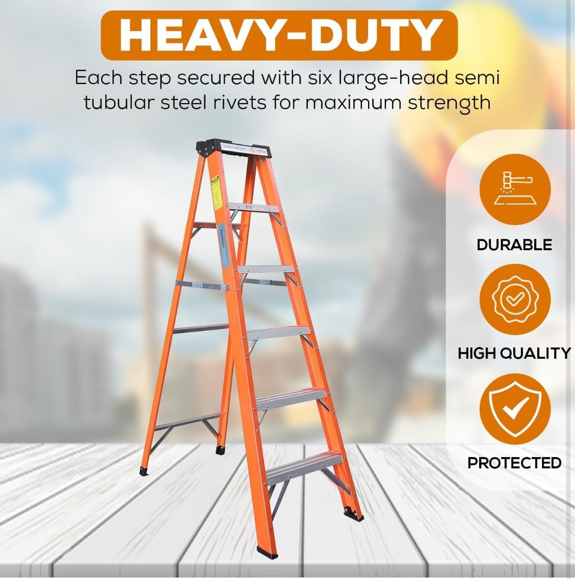 6-Foot Fiberglass Step Ladder, 250 Pound Capacity
