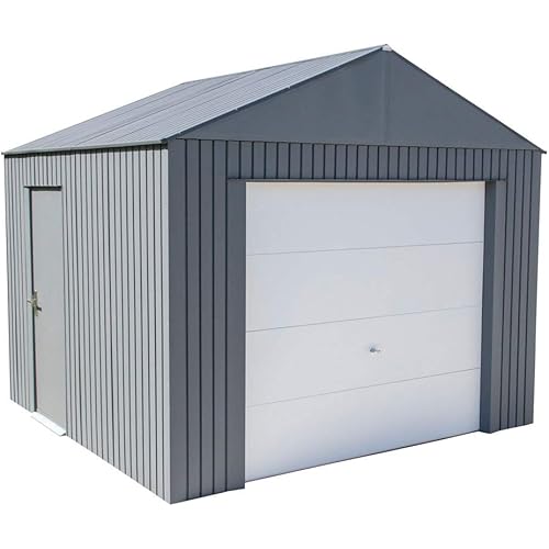 Sojag 12' x 10' Everest Galvalume Steel with Extra Tall Walls Garage Storage Building, Charcoal