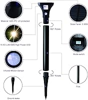 Vista 7 de Luces solares para exteriores con sensor de movimiento, luces LED impermeables para camino, patio, jardín, pasarela, entrada, encendido y apagado
