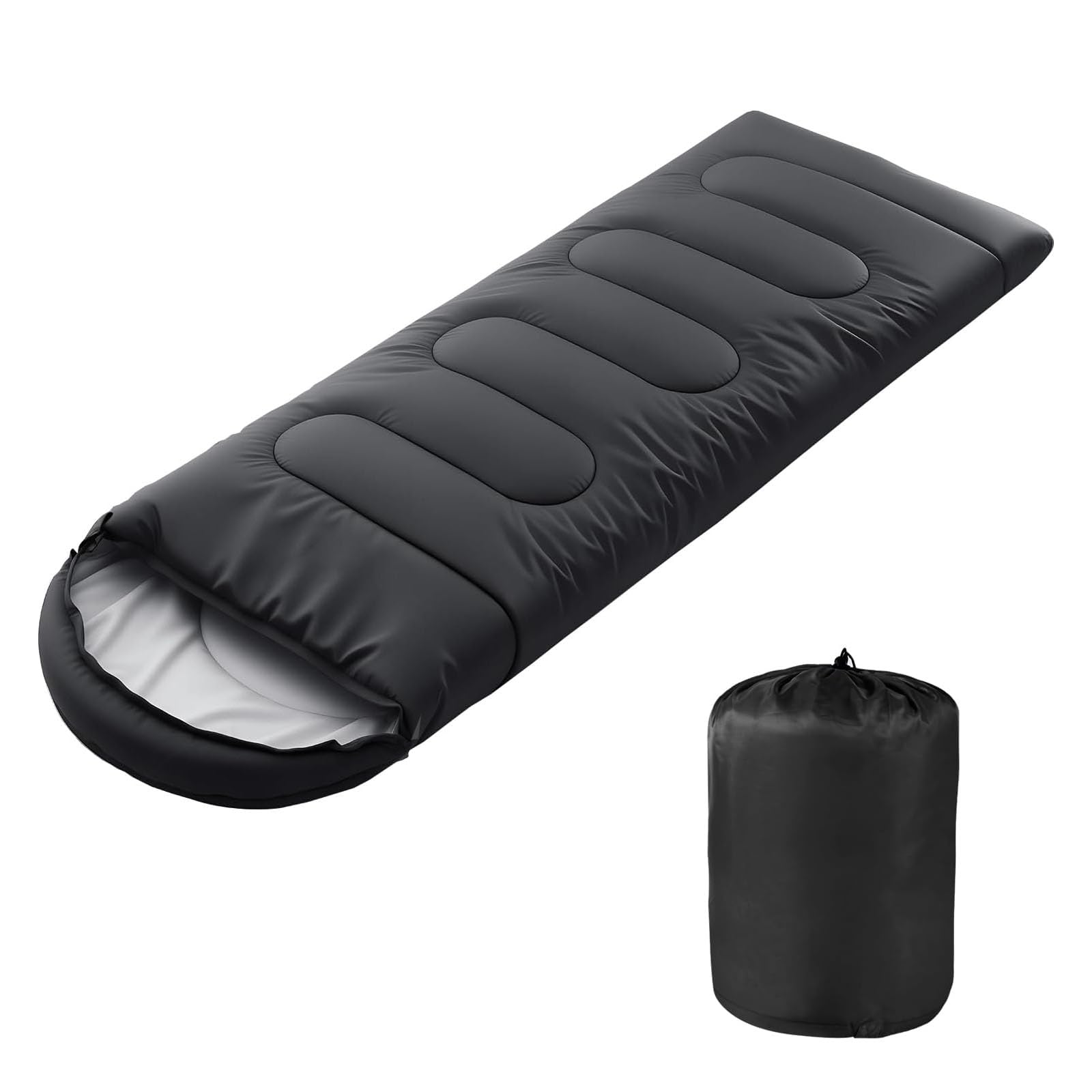 Sleeping Bag for Camping, for 3Seasons, Comfortable Adult Blanket, Small Packed Size, Ultralight Carry Bag, Soft, Thick and Warm, for Outdoor Camping, Travel, Hiking. (Black)