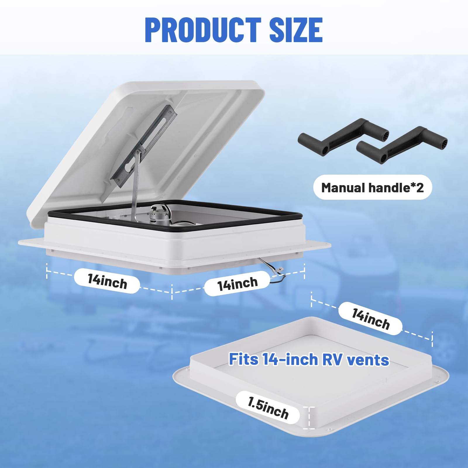 YUCHENGTECH Ventilador de Ventilación de Techo para Caravana 14" Ventilador para Caravanas 12V Ventilador de Techo con RV con Control Remoto, Bajo Ruido,Impermeable para RV Caravana Remolque