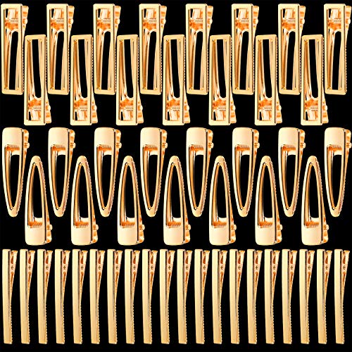 50 PCS Hair Clips for Silicone Resin Molds, LEOBRO 3 Patterns Gold Metal Hair Barrettes, for Making Acrylic Resin Hair Clips, DIY Hair Clips, Epoxy Resin Barrettes