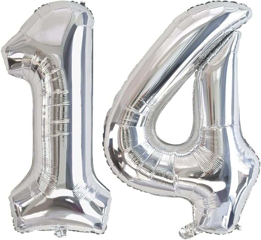 Ponmoo Zahlenballons 0-100 Silber - 86cm Große Folienballons Geburtstagsdeko