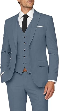 Mens Slim Fit Suit Two Button 3 Piece Blazer Dress Business Wedding Party Jacket Vest Pant