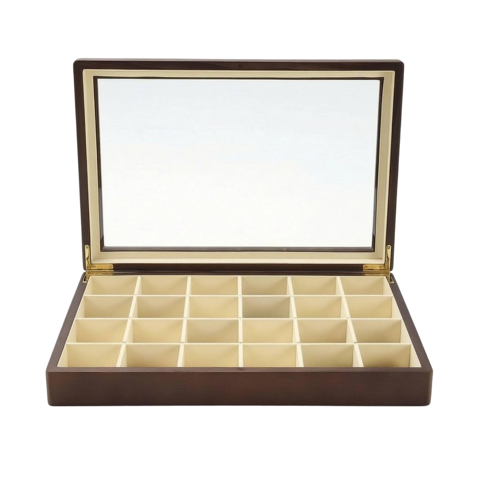 Organisateur Bijoux 24 Cases Pour Coiffeuse,Beige - Plateau de présentation de bijoux 24 compartiments