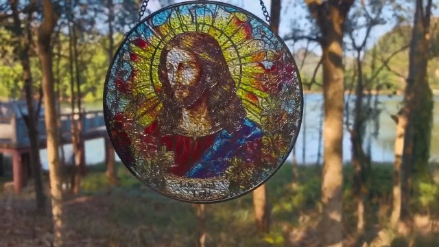 Amazon.com : Stained Glass Cross Window Hanging, 8''/20CM