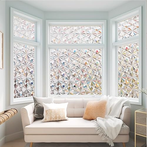 Miniatura 5 de Película de privacidad para ventana, adhesivo para ventana de arcoíris, vinilo decorativo 3D, calcomanías de vitrales, adhesivo estático para