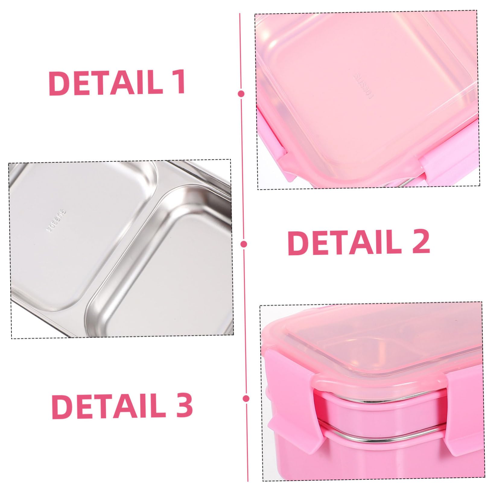 Hohopeti Caja de Almuerzo Isotérmica de Acero Inoxidable Doble con Compartimentos Divididos Kit Portátil para Oficina y Estudiantes Incluye Cubiertos y Bolsa Rosa Cierre Hermético