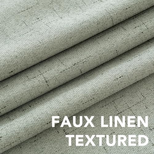 Image of H.VERSAILTEX Linen Curtains 100% Blackout Curtains for Bedroom 102 inch Long Full Light Blocking Nature Linen Blended Window Curtains for Living Room Nickel Grommet (2 Panels, Sage)
