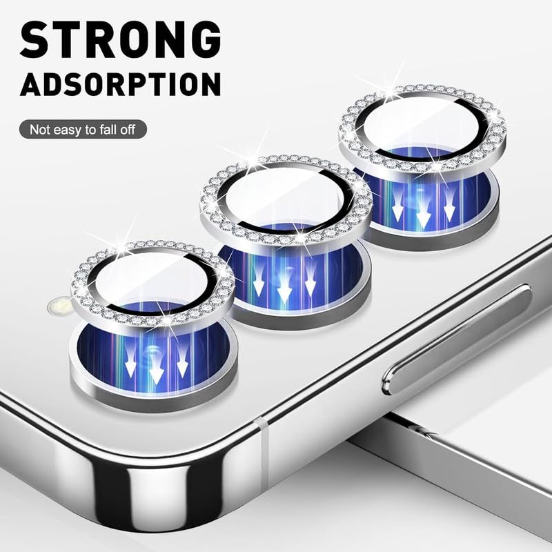 Image of For Samsung Galaxy A16 5G Camera Lens Protector, Individual Metal Ring Tempered Glass Lens Cover, [Strong Adsorption] Scratch Resistant Ultra-Thin HD Clear Lens Cover, 1 Set-Gold Diamond