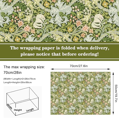 JarThenaAMCS 12 folhas de papel de embrulho floral William Morris - não rolo - papel de embrulho ver