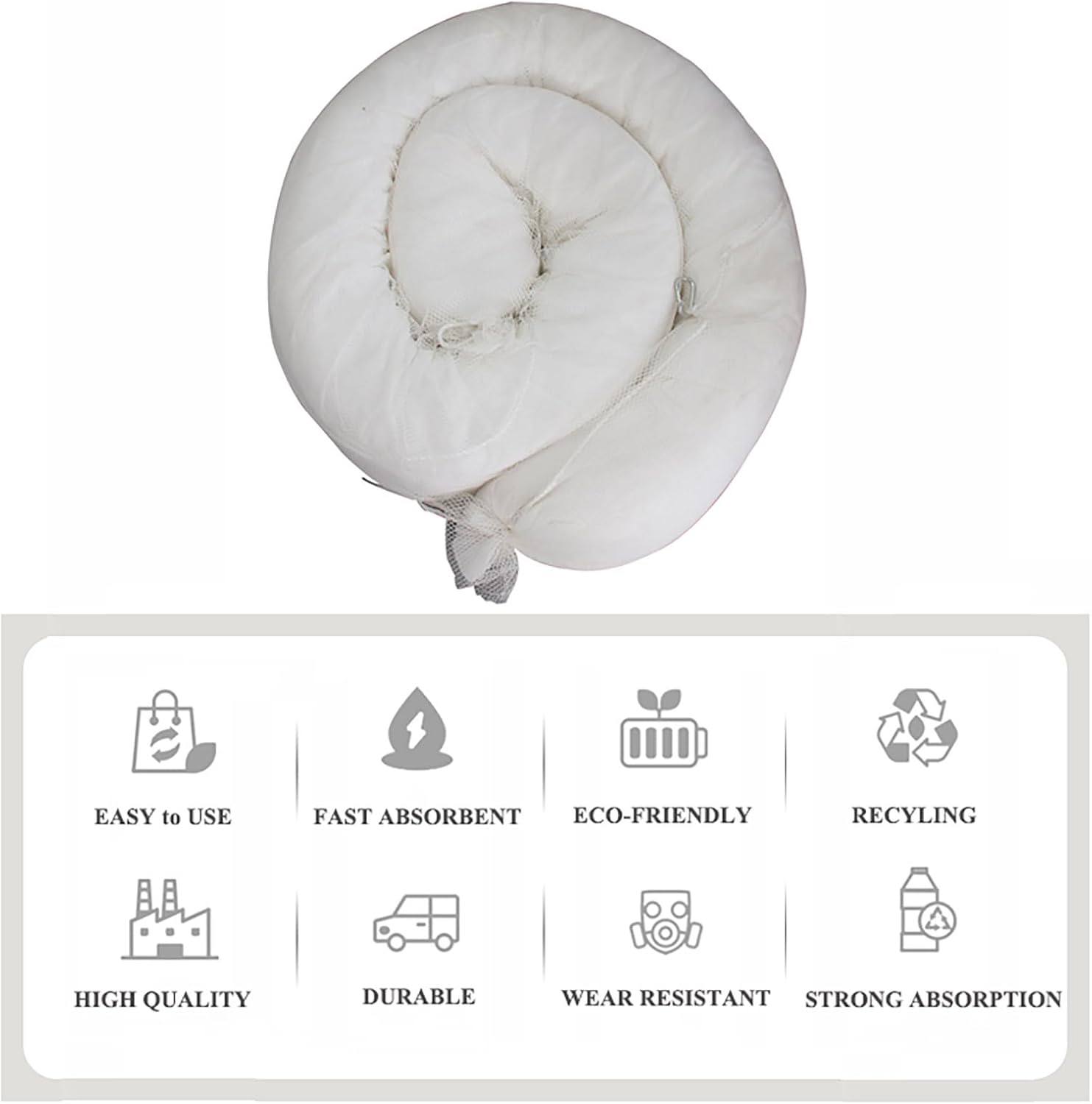 XIFENG Oil Absorbent Socks Oil Boom Soak up Oil Diesel Fuel Hydrocarbon Based Fluids, 6 Gallon (27L) Absorbency Per Sock, 5" Diameter 9.8' Length (12.7cm*3m) Clean Oil Spills(Size:Pack of 1)