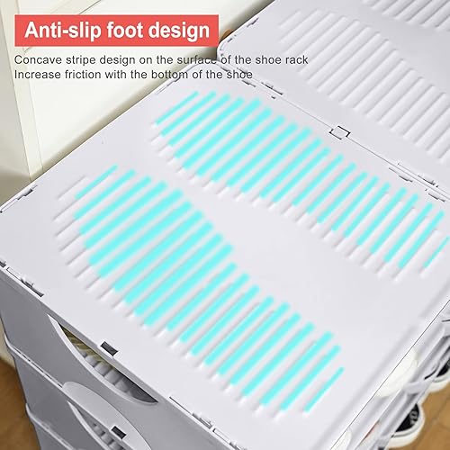 Miniatura 19 de Zapatero de 6 niveles, organizador apilable de almacenamiento de zapatos para entrada de dormitorio, zapatero ajustable, estante organizador