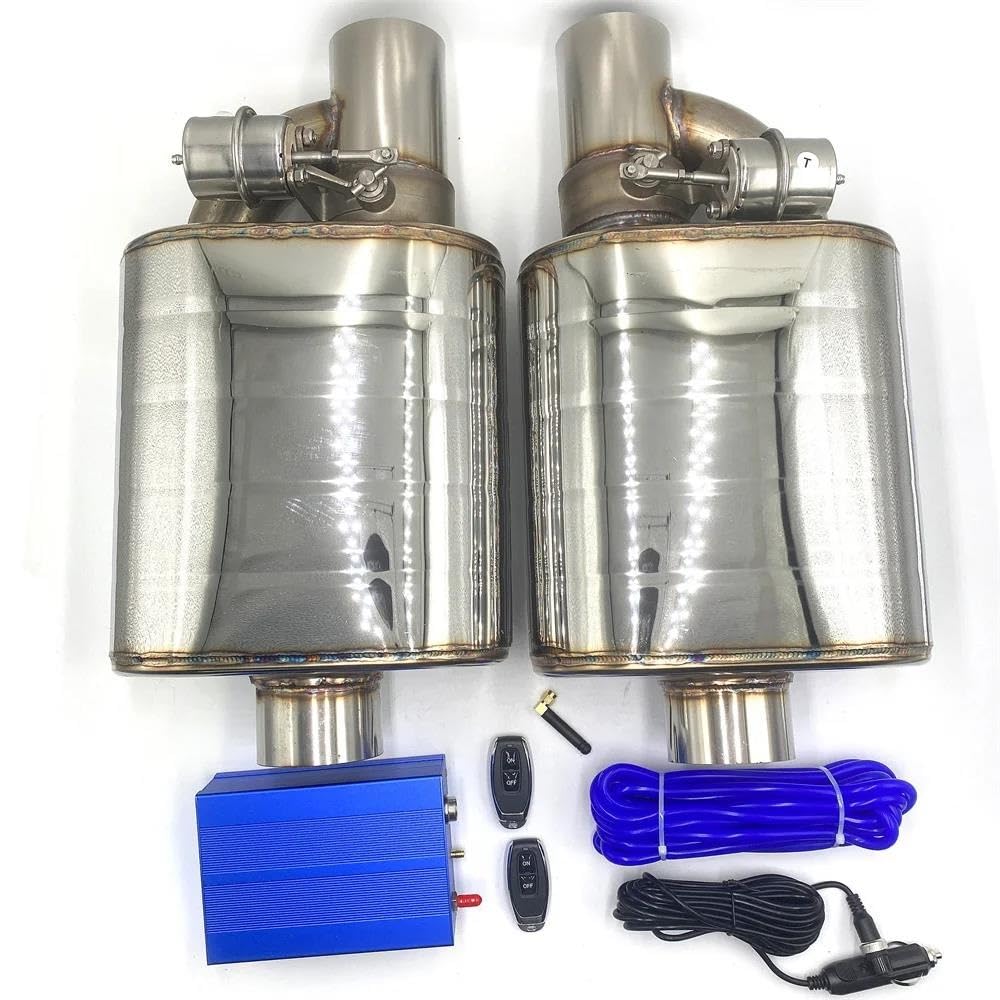 Terminales de Escape Kit Tubo Escape Con Válvula Vacío Automóvil 51/63/76Mm Silenciador Variable Control Remoto Universal Acero Inoxidable Silenciador Trasero Coche(63MM Left A)