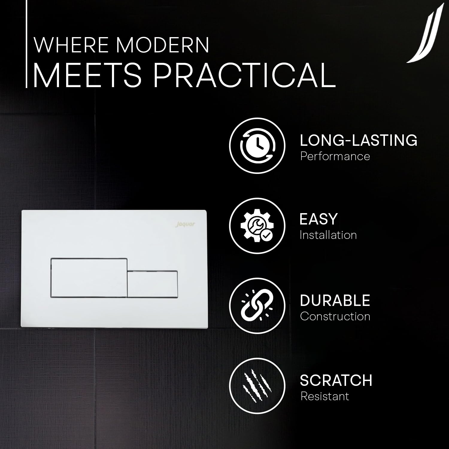 Jaquar Aria Cistern Control Flush Plate – Sleek & Durable Dual Flush Button for Modern Bathrooms, Sliver, Chrome Finish 4