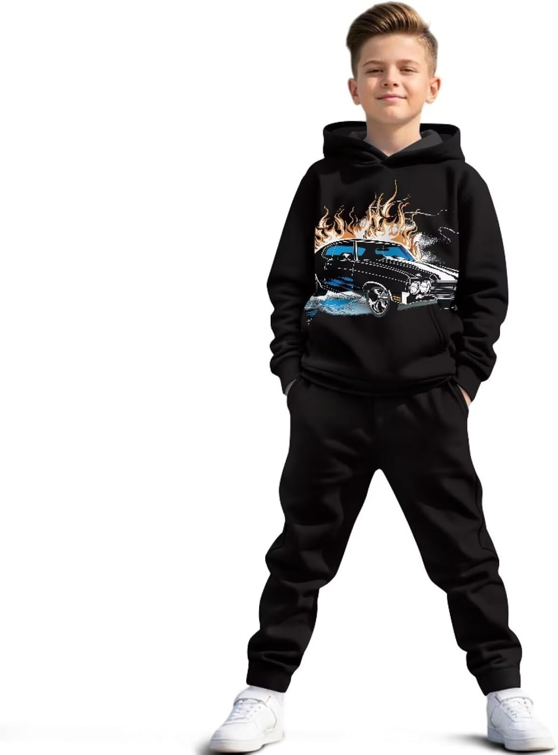 Boys Sweatshirt Set 2 Piece Long Sleeve Hoodies and Sweatpants Casual Athletic Clothes Fall Winter Outfits 7-14Y