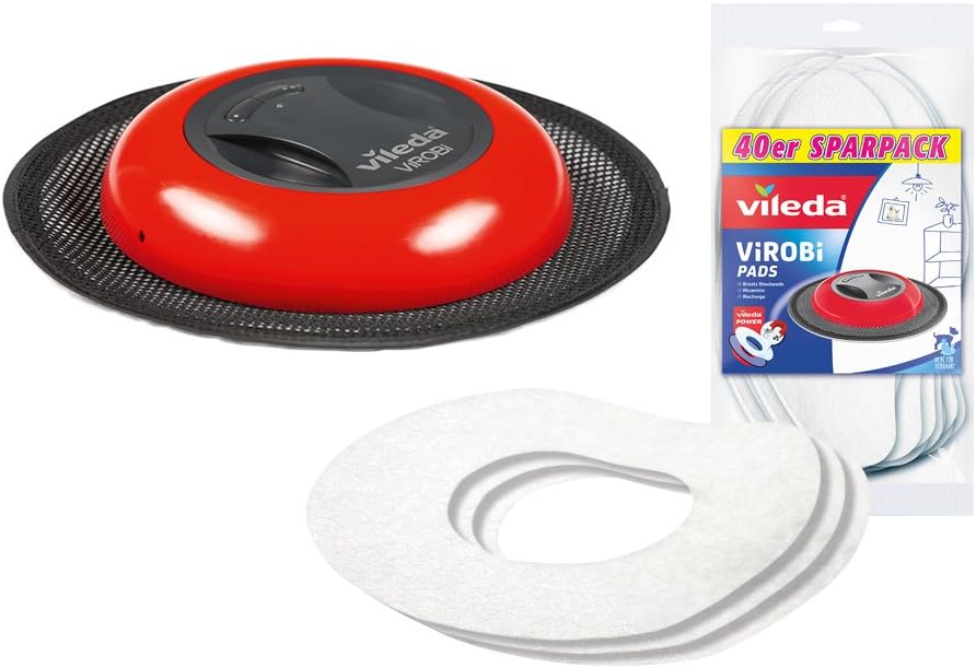 Vileda ViRobi Slim Vacuum Cleaner Robot with 40 Replacement Pads (Flat Design, Reduced Volume)