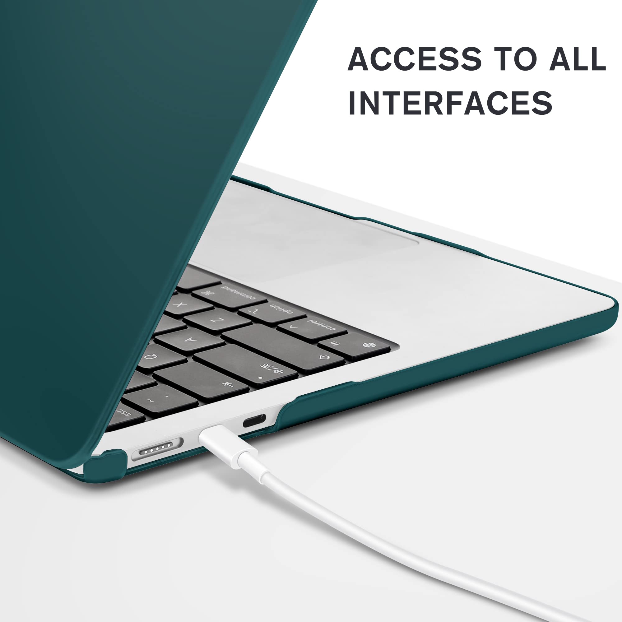 TECOOL Cover compatibile con MacBook Air M4 M3 M2 13,6 Pollici 2022 2024 2025 (A3240 A3113 A2681), Custodia Rigida Protettiva Sottile in Plastica e Copritastiera UE, Turchese Profondo