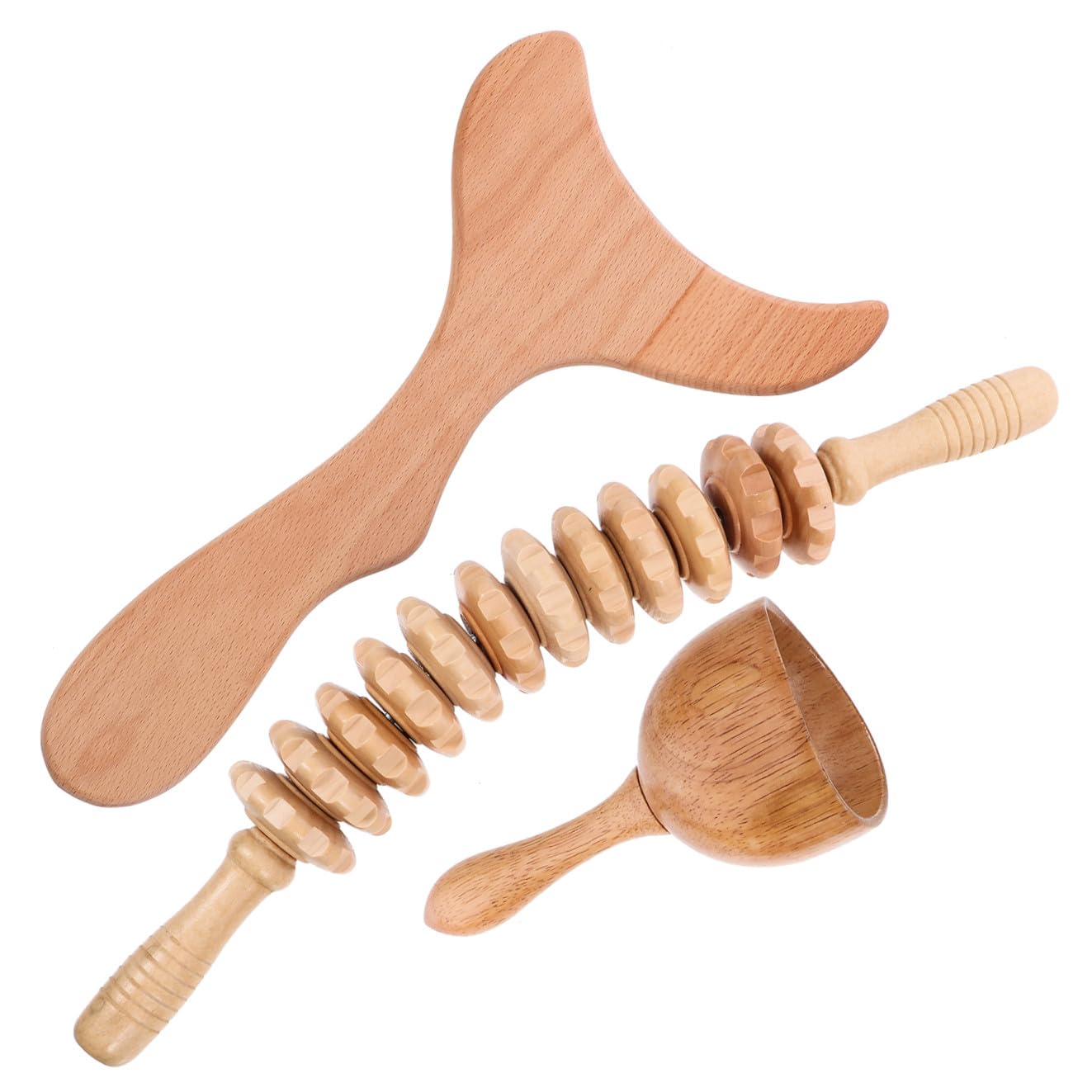VALICLUD Rodillo de Masaje de Madera Práctico y Ligero para Esculpir el Cuerpo y Relajar Músculos, Masajeador Corporal Portátil Adecuado para Uso en Casa o Spa