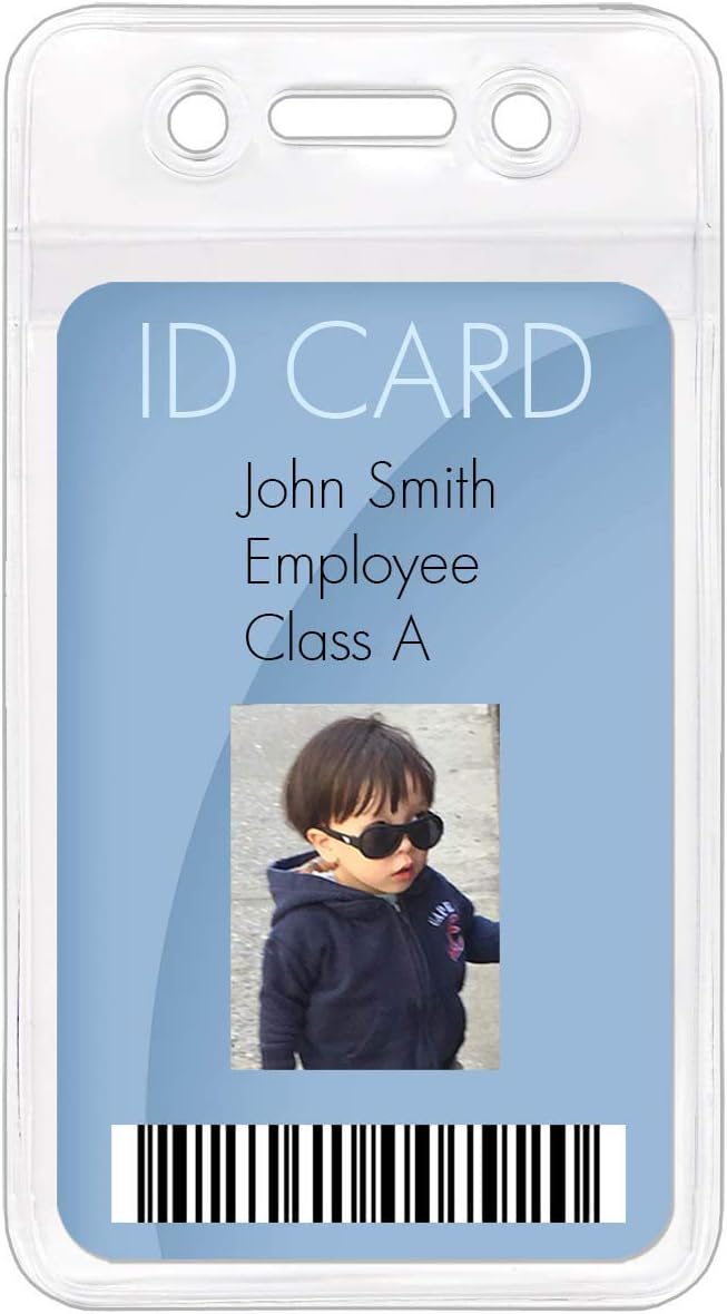 StoreSMART - ID Badge Holders 100-Pack - Double-Round-Hole and Single Slot Hole - Open Short - Vinyl Plastic - RS3389SDH-100