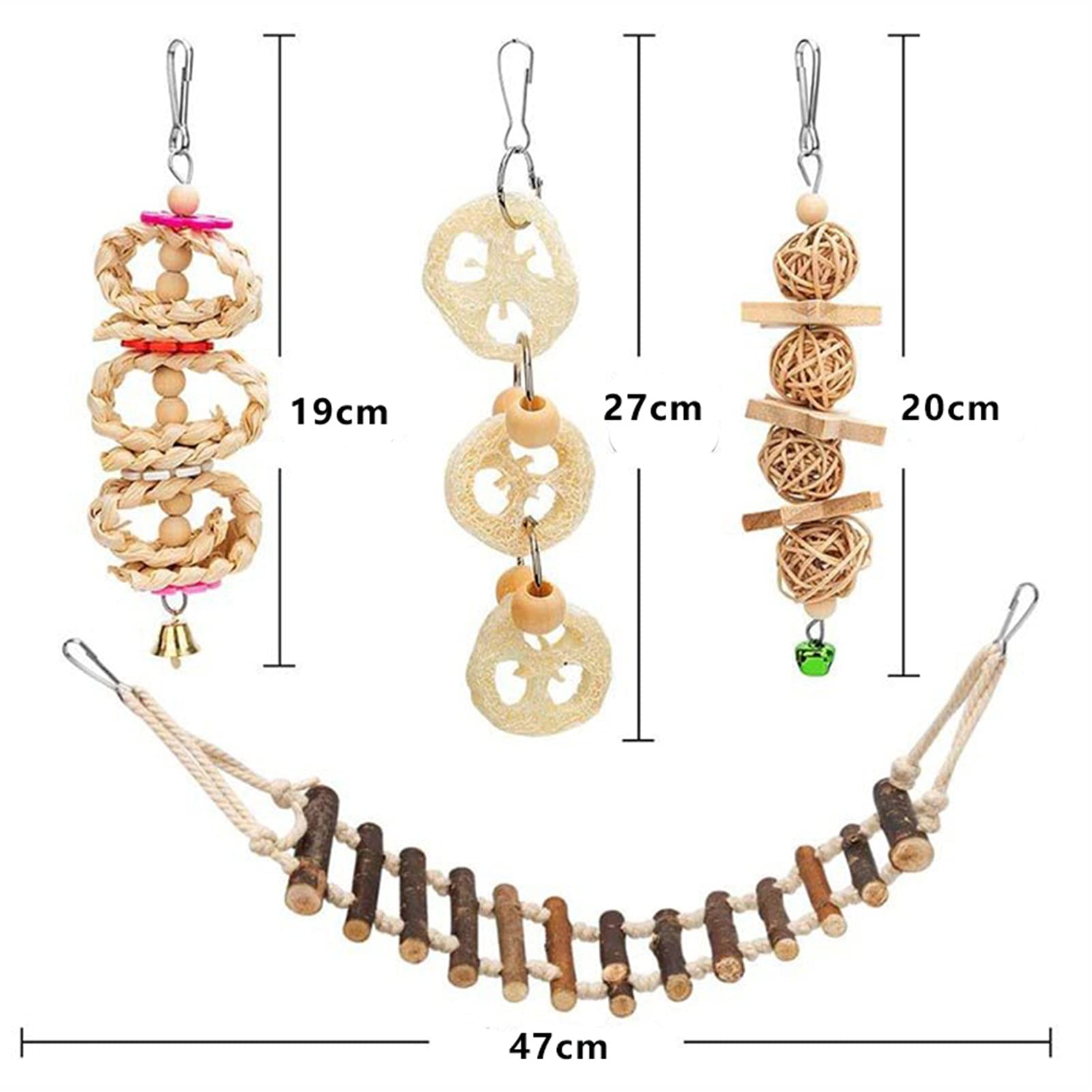 Jouet pour oiseaux 8 pièces/jeu d'oiseau jouet pour perroquet en bois suspendu hamac à mâcher échelle échelle cage pour animaux de compagnie accessoires