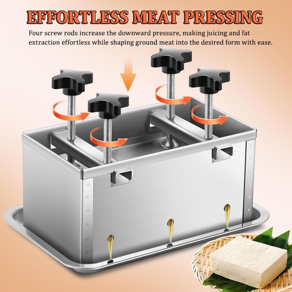 WYWY Stampa per Carne 3kg, Pressa per Prosciutto con Doppia Vite di Pressurizzazione, Stampo per Carne per Pranzo Casalinga e Hamburger per BBQ, Slider e Carni Ripiene