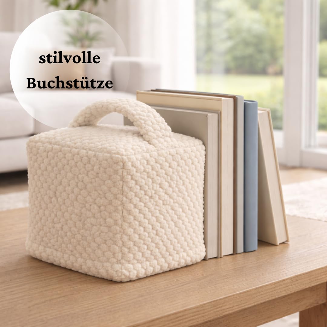 TALIDA Fermaporta in tessuto a nido d'ape, 1,6 kg, con manico, rivestimento lavabile, con chiusura lampo, pesante, aspetto moderno, sacco di sabbia (2, beige)