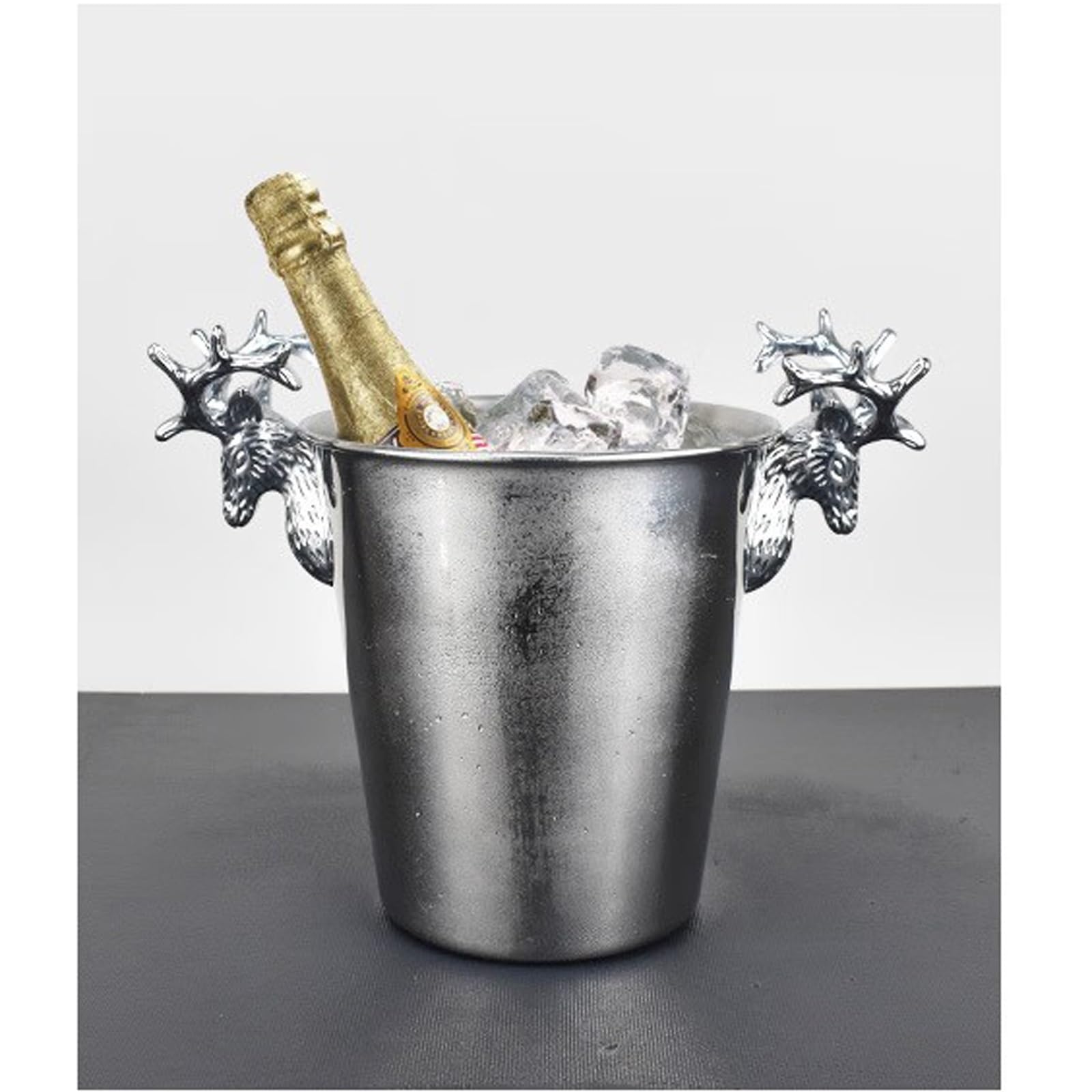 Cubeta para Hielo Cubiteras de metal de acero inoxidable plateado for fiestas, cubo de hielo aislado con asas for cerveza, vino, champán, decoración del hogar, centros de mesa, decoraciones de boda Cu
