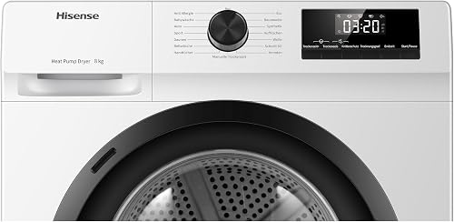 Hisense DHQE800BW2 Wäschetrockner, QE, 8KG, Kondensation mit Wärmepumpe, 15 Programme, Feuchtesensor, Anti Crease, TwinAir, Energieeffizienzklasse D, Weiß - 5
