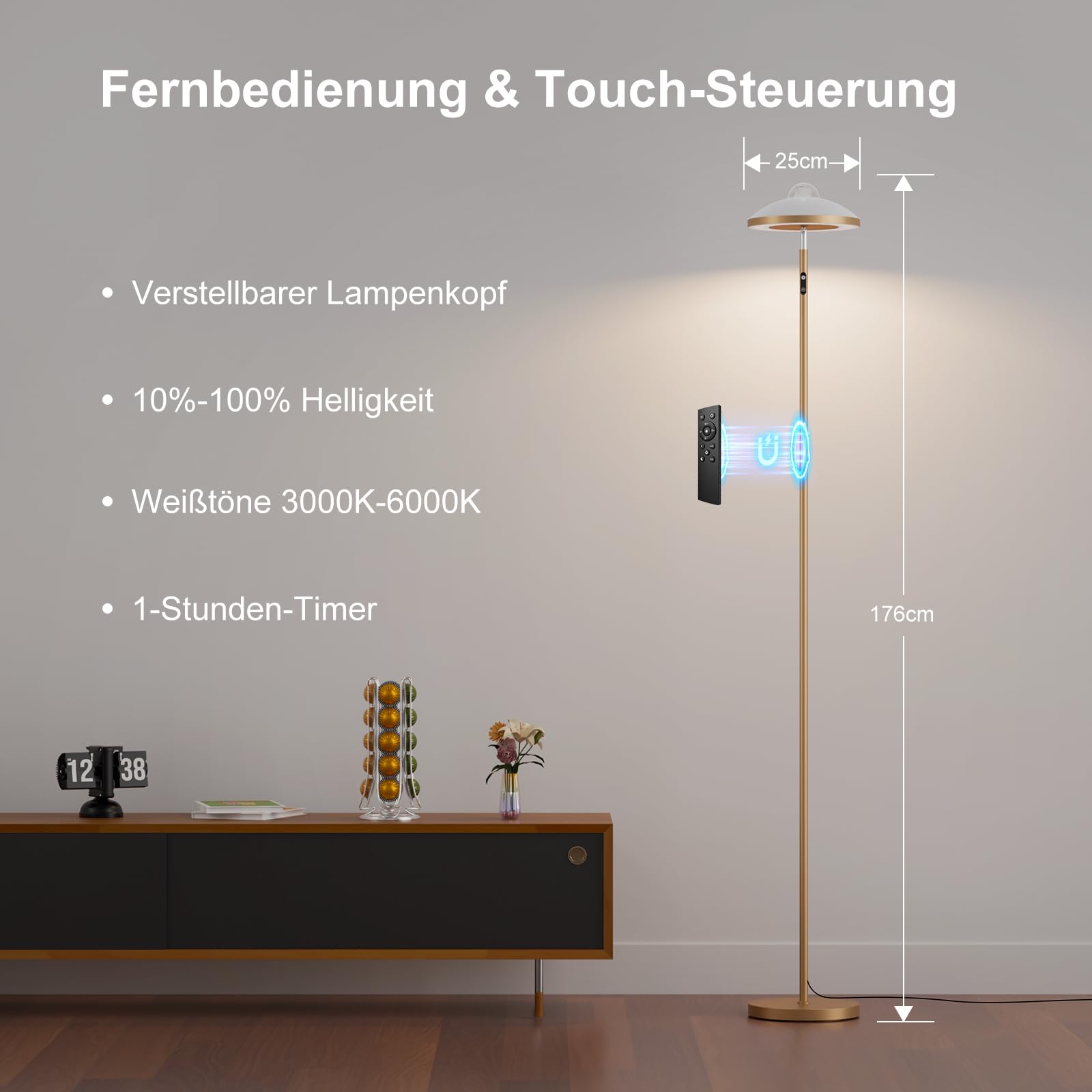 DUSKTEC Inteligentna Lampa PodłOgowa LED Do Salonu Z Pilotem | Projektor „GwieźDziste Niebo” I Lampa Do Czytania | Lampa PodłOgowa Z Funkcją śCiemniania I Timerem – Do Pokoju DziecięCego I Biura