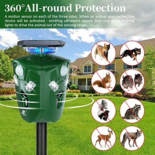 Redeo 360° Solar Animal Repeller With Motion Sensor Cat Repellent Outdoor Ultrasonic Deer Repellent Devices Waterproof Dog Deterrent For Yard, Repel Raccoon Skunk Out Of Garden - Usb Rechargeable #TOP1
