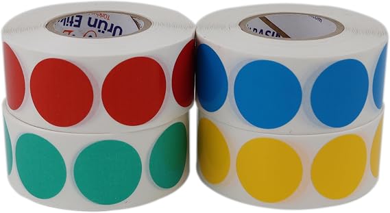 PP Opak Daire İşaretleme Etiketi Rulo Etiket, 30mm x 30mm Çap 1000 Adet, Yuvarlak Renkli Zemin Baskılı Kontrol Etiketi, Endüstriyel ve Masaüstü Barkod yazıcılar ile uyumludur. (Kırmızı)