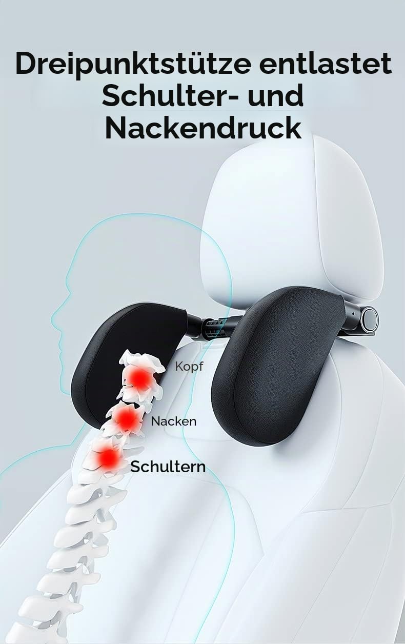 nackenkissen kinder kopfstütze auto kinder Schnelle Montage und Demontage in 1 Minute Atmungsaktiv und weich Stützt Kopf und Nacken Travel Sleep Seitenkissen für Erwachsene (Schwarz)