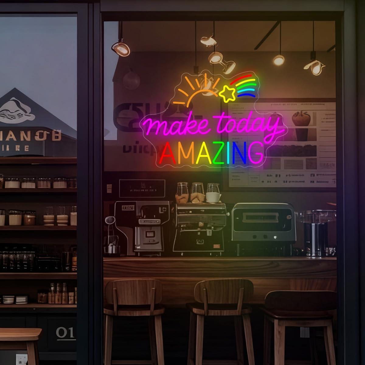 Make Today Amazing Neon Sign, Adjustable Neon Sign for Classroom Sunrise Rainbow LED Light Sign for Christmas Party Birthday Cafe Wedding Gym Classroom - Image 3