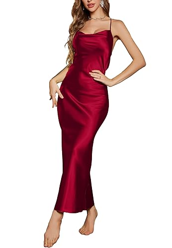 ALCEA ROSEA Women's Satin Silky Dress Long Slip dress Cowl