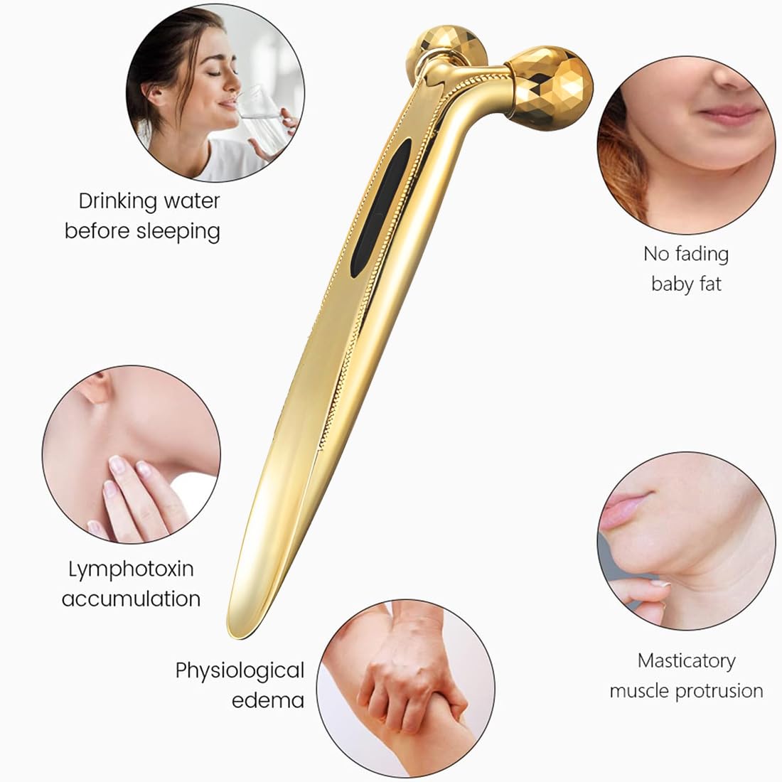 Rullo di massaggio rotante a 360°, massaggiatore viso 3D, viso lifting rassodante della pelle, massaggio rulli, per sollevamento del viso, modellazione, rassodamento, antirughe