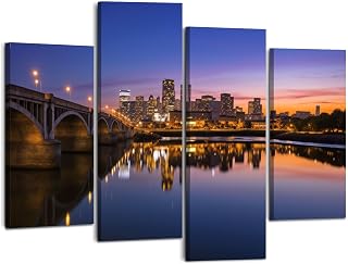 Canvas Wall Art Prints Pictures Minneapolis Framed Posters Modern Wall Painting Artwork Gift Home Decor for Living Room Ready to Hang 4 Panel