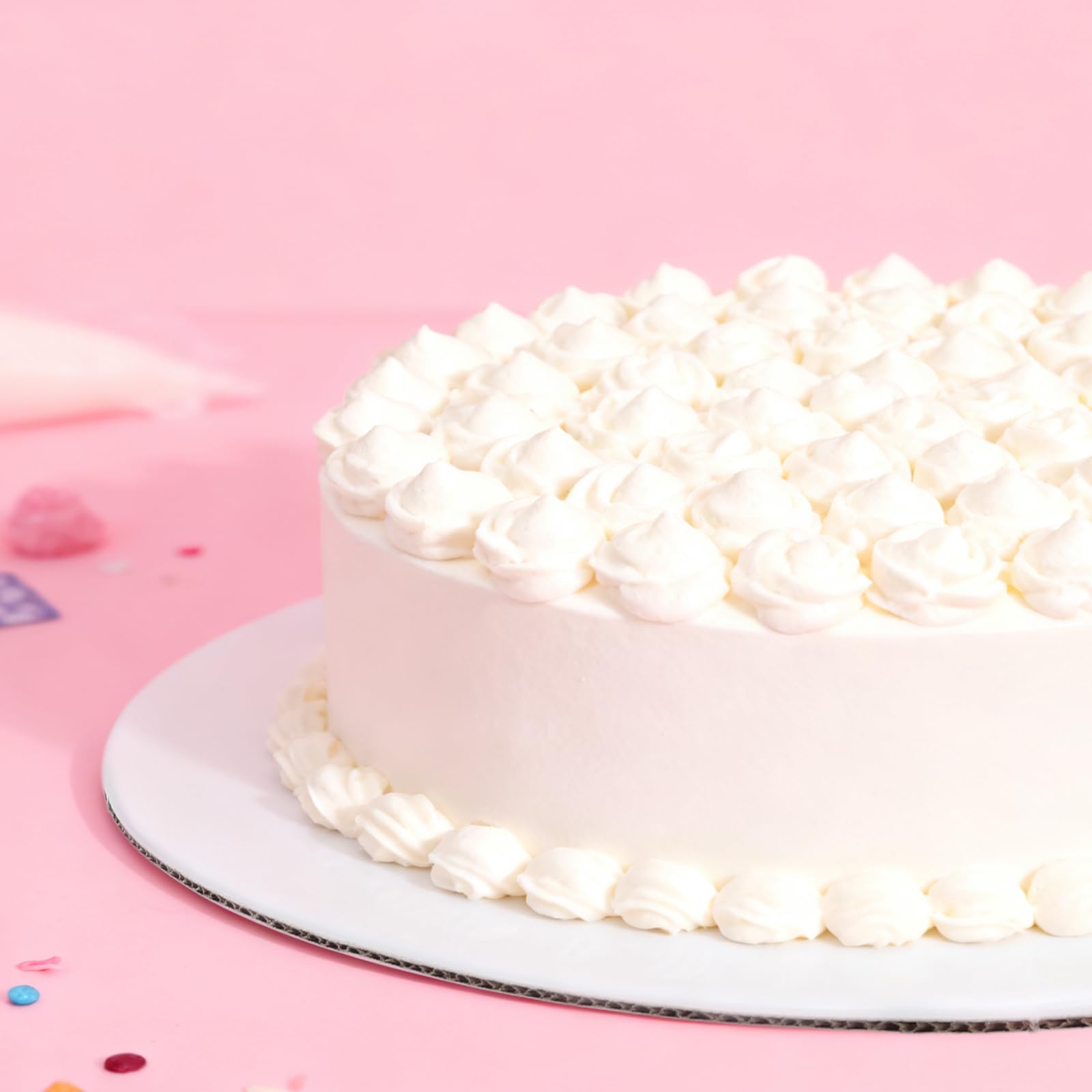 LEXININ Tablero de tarjetas de pastel blanco de 25 cm, base redonda para tartas y cupcakes