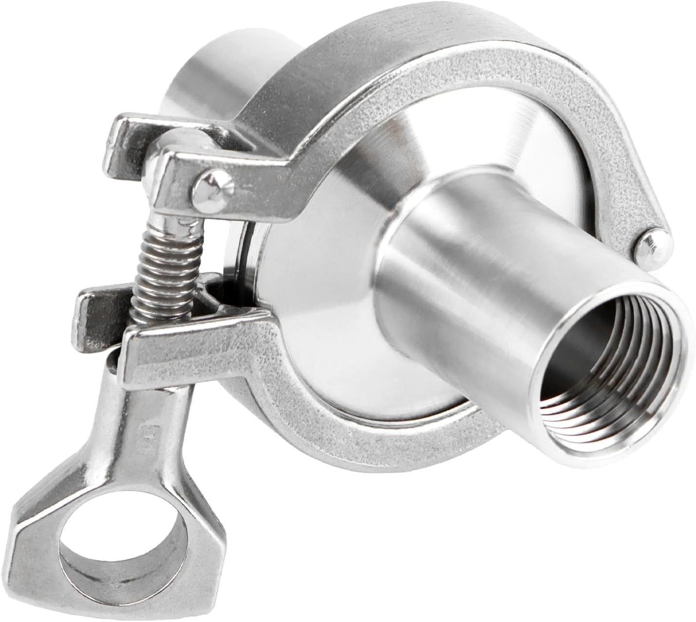 QWORK Sanitary Female Ferrule Fittings, 1.5" Clamp Fitting to 1/2" NPT Female Sanitary Pipe Fittings Set, Heavy Duty Clamp Fitting + Sanitary Fitting + Silicone Gasket (50.5mm OD Ferrule), 2 Sets