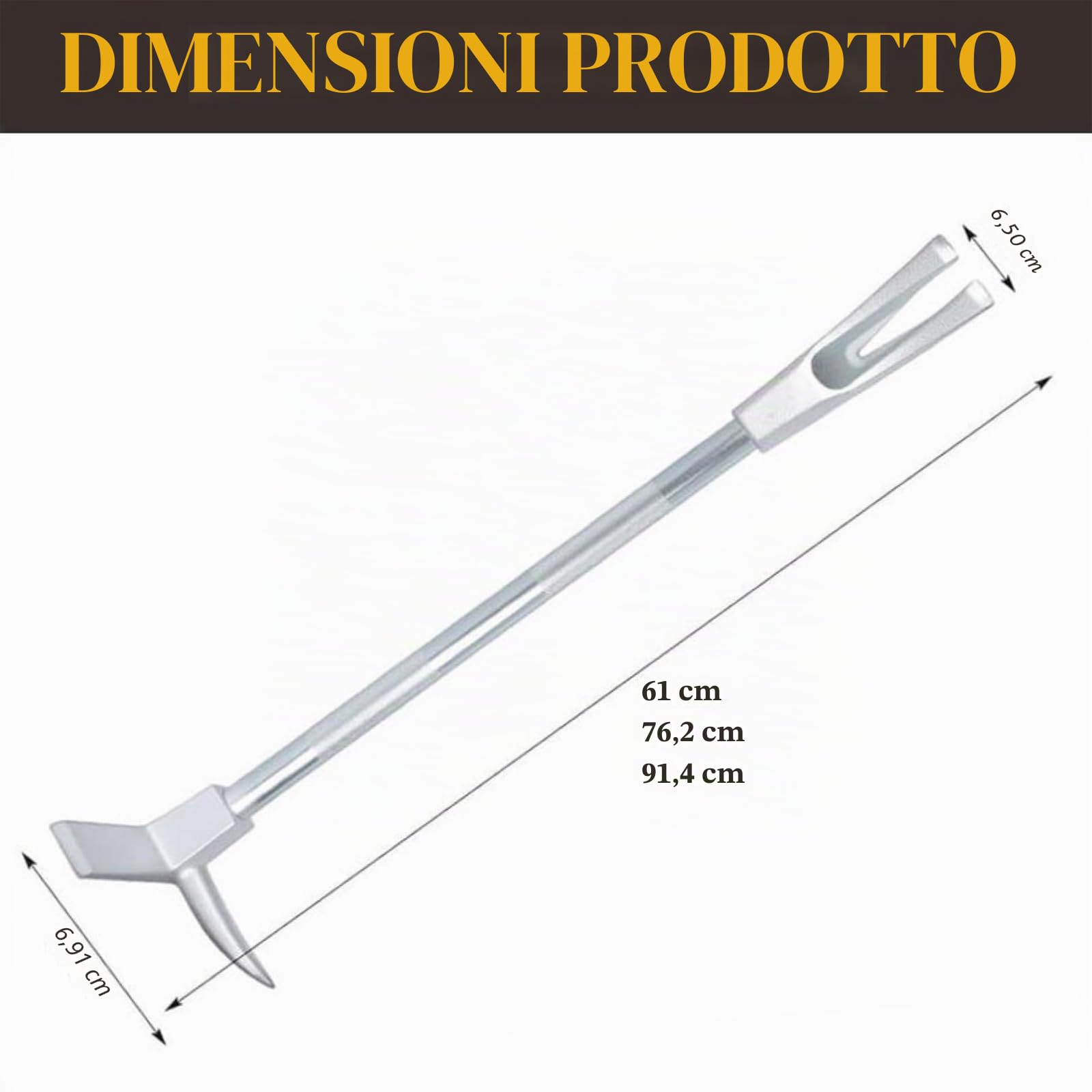 Strumento Halligan, Artiglio per Unghie Pesante in Acciaio Forgiato con Testa Ascia 3 in 1 E Forchetta A Punta - Piede di Porco Multifunzionale per Soccorso E Lavori di Demolizione 610mm