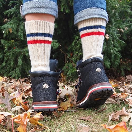 Image of 92% Merino Wool Socks Natural Crew Thick Home Travel Cozy Super- Soft Sock Made in Mongolia