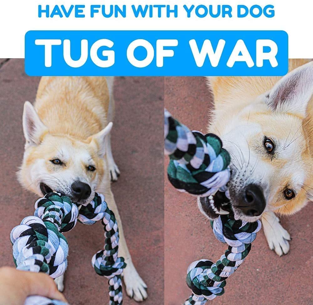 MS PET HOUSE Large Dog Rope Toys for Aggressive Chewers, Cotton Rope Chew Toys for Teething Training, Interactive Tug of War Toy, Strong Dental Cleaning for Large Dogs 4